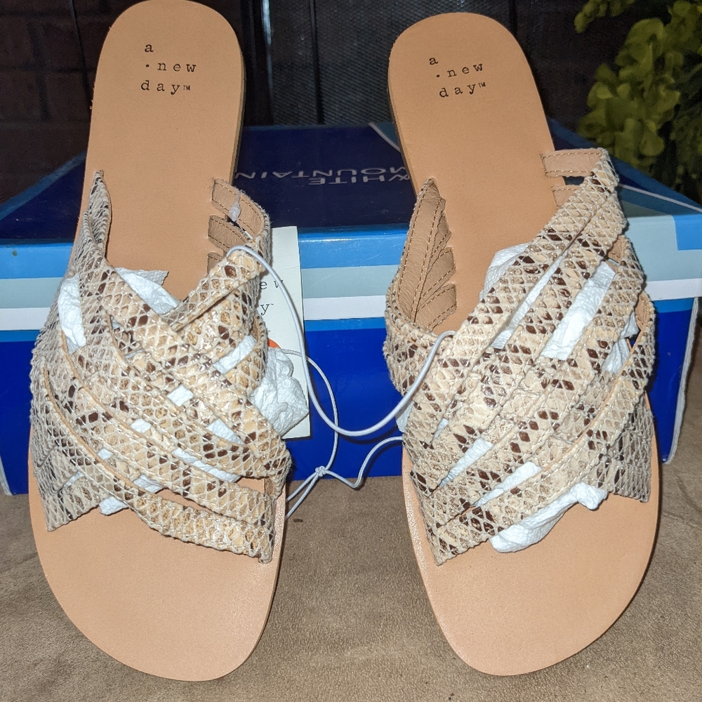 Snake print strappy flats